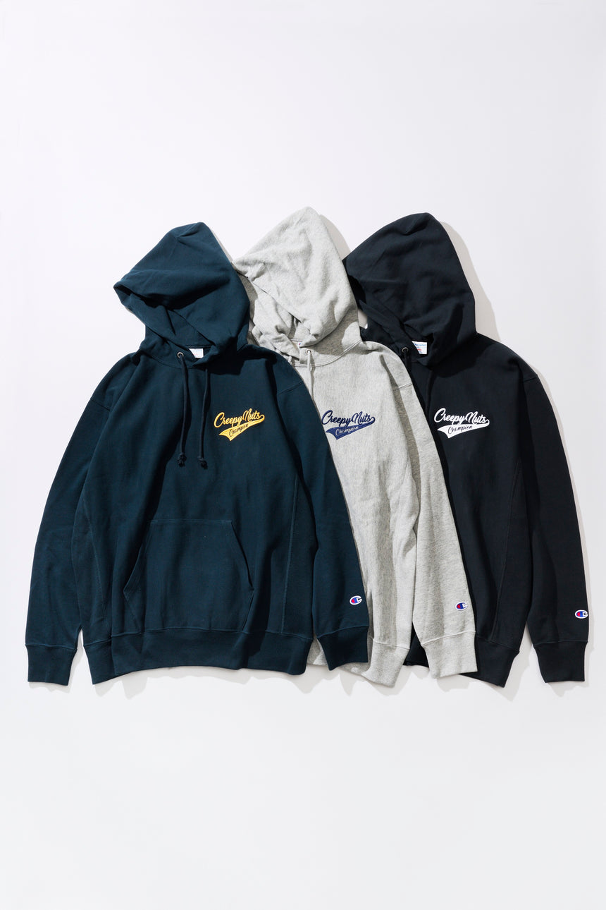 Creepy Nuts × Champion REVERSE WEAVE® HOODED SWEATSHIRT NAVY 