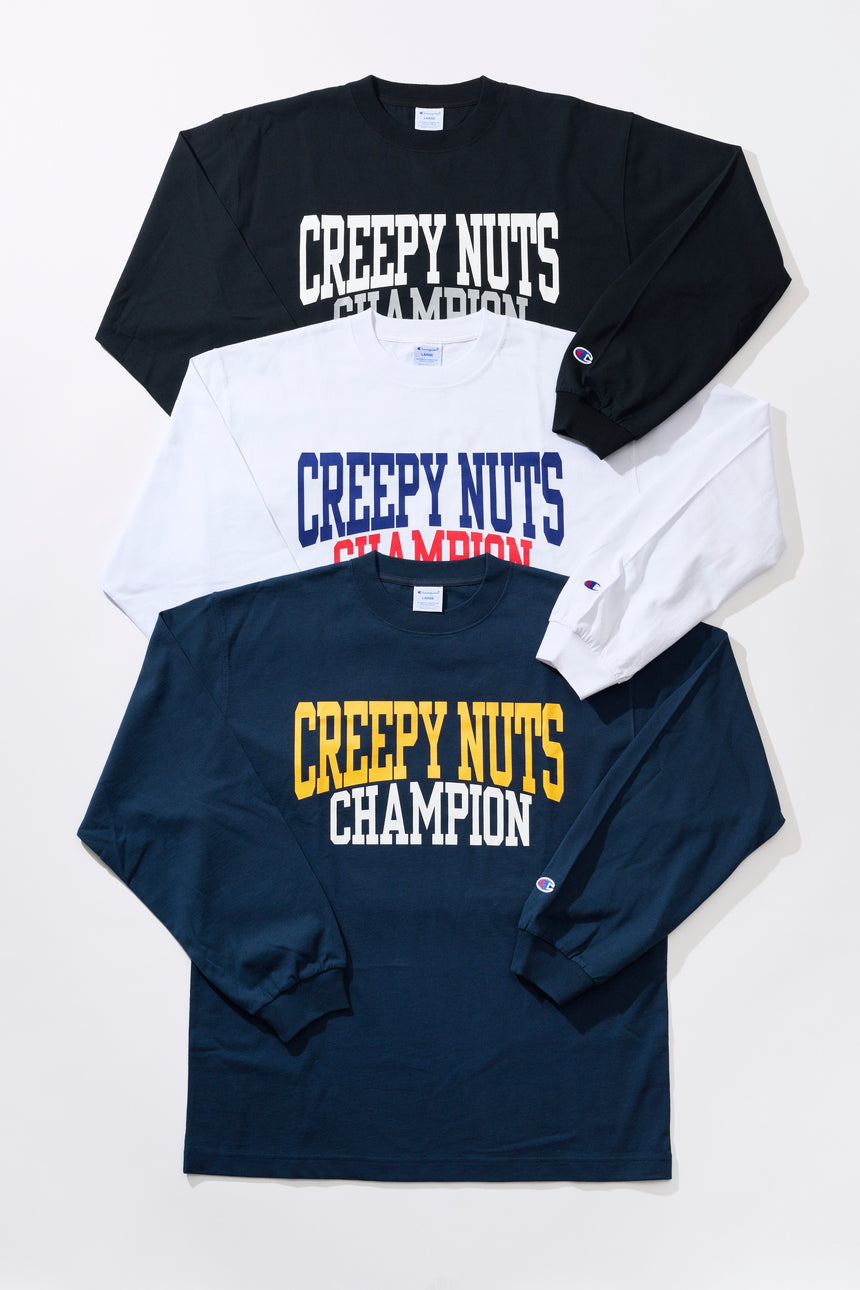 Creepy Nuts × Champion LONG SLEEVE T-SHIRT NAVY