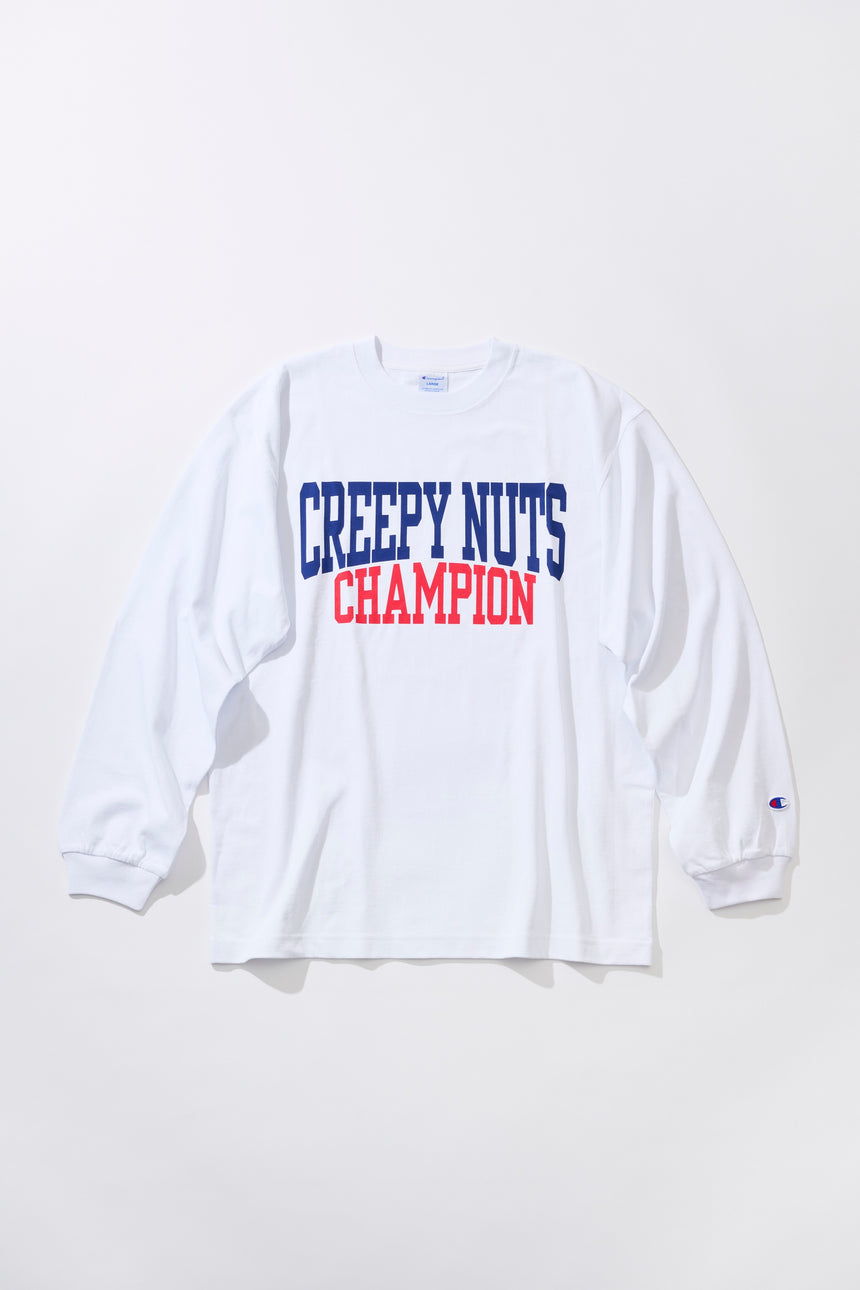 Creepy Nuts × Champion LONG SLEEVE T-SHIRT WHITE