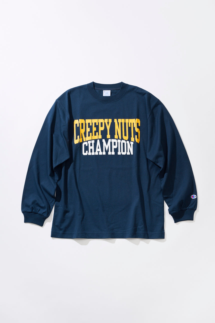 Creepy Nuts × Champion LONG SLEEVE T-SHIRT NAVY