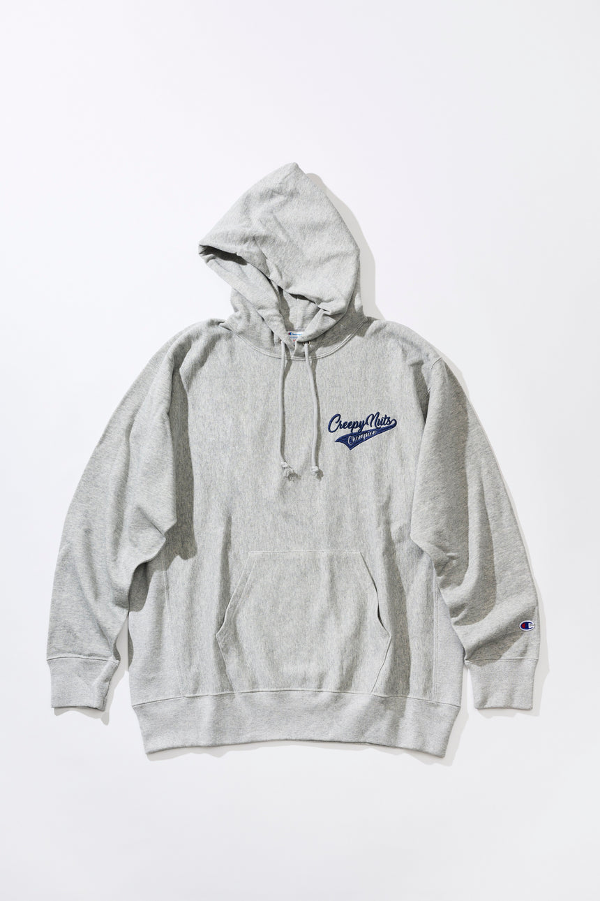 Creepy Nuts × Champion REVERSE WEAVE® HOODED SWEATSHIRT OXFORD GRAY